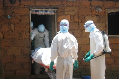 Medical officers preparing for the safe transport and burial of fatal cases of Marburg haemorrhagic fever (file photo).
