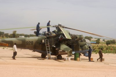 A Russian M1 24 attack helicopter (file photo): The Russian-made helicopters were headed to Somalia to reinforce African Union peacekeeping forces when they went missing.