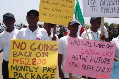 Nigeria Labour Congress protesting 1 May.
