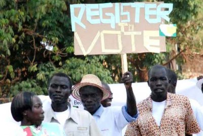 Sudanese march through the streets of the southern capital Juba (file photo): There are fears that national elections could spark instability.