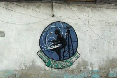 Nitel Nigeria's logo on a wall.