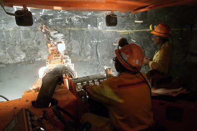Mining underground at Ngezi, a Zimbabwean platinum mine.
