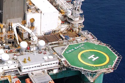 Eirik Raude, semi-submersible rig, drilling offshore Ghana for Tullow Oil.