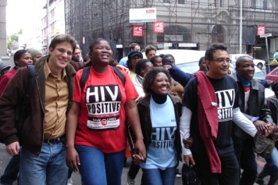 Treatment Action Campaign supporters in Cape Town in June 2008, protesting the South African government's 