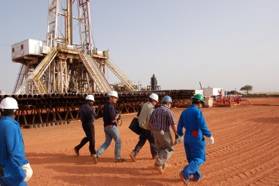 Oil rig (file photo): The country will only pump oil at about 70 percent of its former capacity.