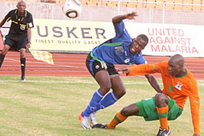 Tanzania and Zambia clash at the opening game of the 2010 Cecafa tournament.