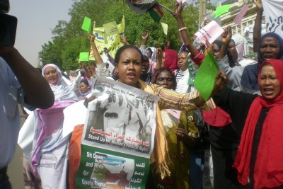 Sudanese women protesting for their political rights.