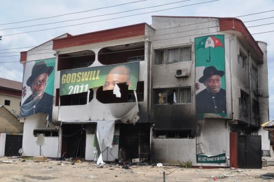 A campaign office for President Goodluck Jonathan was destroyed in Akwa Ibom state.