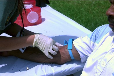 A man undergoes an HIV test.