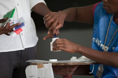 Voting in Liberia's last presidential elections.