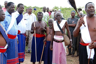 Prime Minister Raila Odinga (second left) and his deputy Musalia Mudavadi.