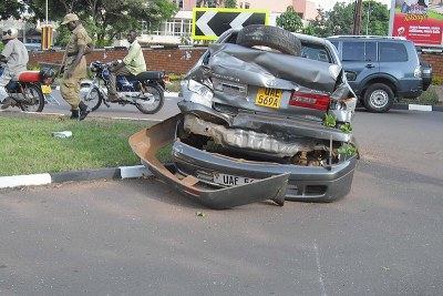 Smashed car after an accident