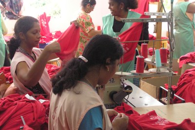 Women at work in textile factory in Mauritius (file photo).