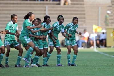 Nigeria's Super Falcons celebrating