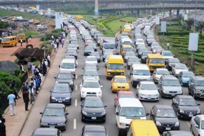 Gridlock caused by the repair works on the 3rd Mainland Bridge.