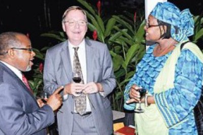 The Chief Secretary, Ambassador Ombeni Sefue (left) shares a light moment with the Ambassador for the Kingdom of the Netherlands in Tanzania, Dr. Ad Koekkoek (centre) and the Director in the Department of Europe and Americans in the Ministry of Foreign Affairs and International Cooperation, Ambassador Dora Msechu during the farewell reception (file photo).