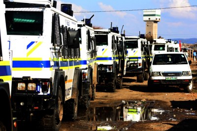 Armoured police in the North West province (file photo): The employment of the army is for the period of 14 September 2012 to 31 January 2013.
