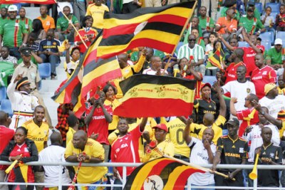 Uganda soccer fans who travelled with the Cranes to Zambia