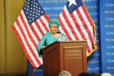 President Sirleaf addresses students at Columbia University