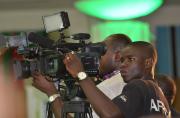 Video journalists covering the African Media Leaders Forum 2012 with...