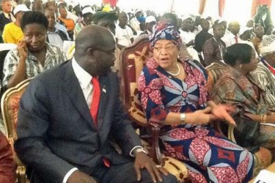 Opposition leader George Weah and President Ellen Johnson Sirleaf at the Vision 2030 conference