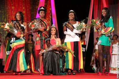 Miss G-Tel Face of Zimbabwe Nadine Hahn, centre, and her princesses.