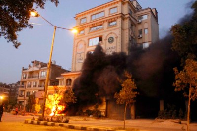 Le siège du parti des Frères Musulmans à Mokattam brulé le 30 juin 2013.