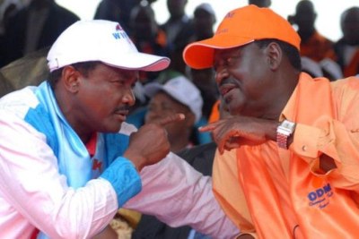 Cord principals Kalonzo Musyoka (left) and Raila Odinga.
