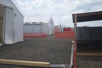 Tents in newly-built Ebola treatment unit in Buchanan