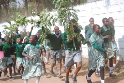 Lang'ata Primary School pupils protesting.