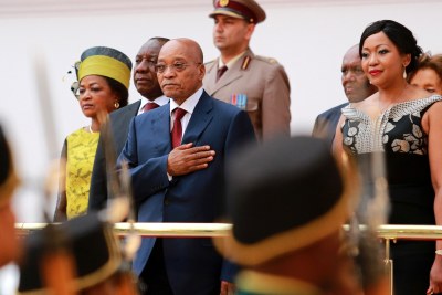 President Jacob Zuma is seen before the state of the nation address at Parliament in Cape Town on February 12, 2015.