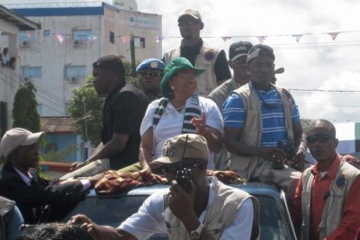President Ellen Johnson Sirleaf on the campaign trail for the 2011.