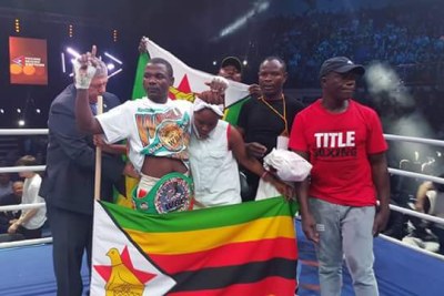 Charles Manyuchi after winning the fight in Russia