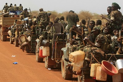 Sudanese forces leaving South Sudan (file photo).