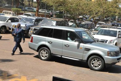 Some of the luxurious cars owned by MPs parked at Parliament recently (file photo).