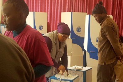 Voting takes place at Black Pool Hall in Salt River, Cape Town.