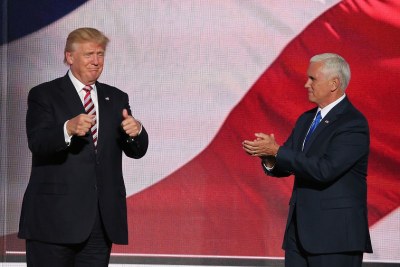 Trump and his running mate, Indiana Governor Mike Pence, July 2016