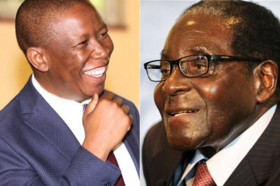Left: South African opposition leader Julius Malema. Right: Zimbabwean President Robert Mugabe.