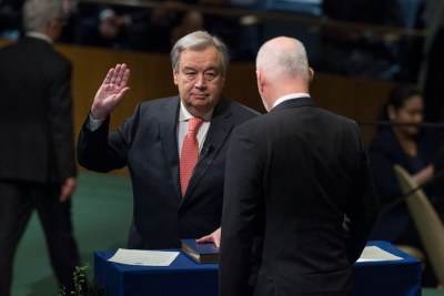 Prestation de serment d'António Guterres prochain Secrétaire général de l'ONU