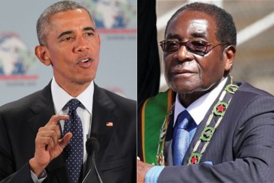 Outgoing U.S. president Barack Obama and Zimbabwean President Robert Mugabe.