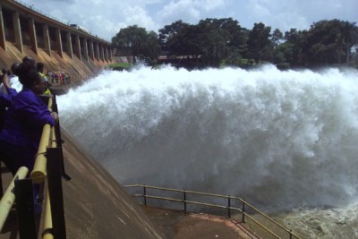 A dam wall in Uganda.