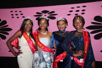 Miss Deaf 2017 winner Chiedza Hukuimwe in silver dress, flanked by her princesses Ruth Mukome, Natasha Sibanda and Thandynkosi Sibanda.