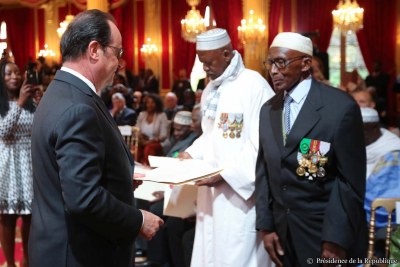 Cérémonie de naturalisation des tirailleurs Sénégalais, samedi 15 avril 2017 à l'Elysée.