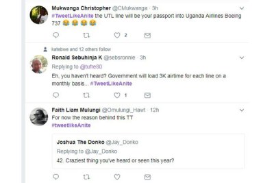Some tweets  were written to make fun of Evelyn Anite, the State Minister of Finance for Investment and Privatisation said about Uganda Telecoms Limited.