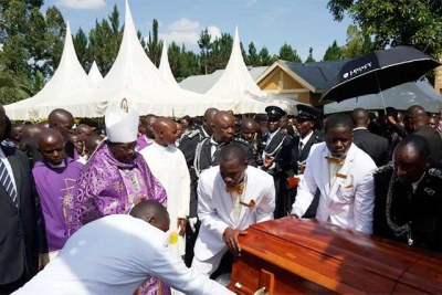 The late former tourism minister, Maria Mutagamba 's burial in  Gamba village.