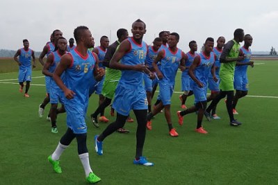 Les Léopards de la RDC pendant leur entraînement