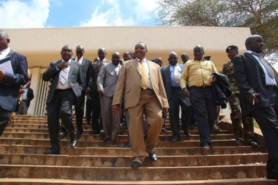 Members of the Assumption of Office of the President sub-committee inspect Kasarani stadium ahead of the swearing-in of the president.