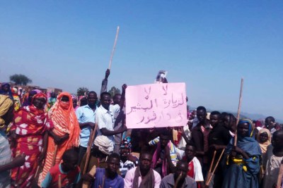 Protestors at Zalingei camp in Central Darfur (file photo).