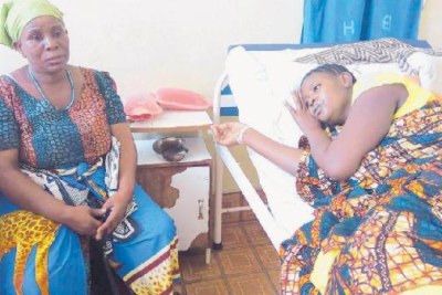 Kigongo Ferry minibus accident survivor Sophia Mndiamina receives treatment at the Bukumbi Mission Health Centre in Mwanza. Mndiamina lost two children in the accident.
