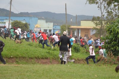 Opposition supporters in Rukungiri engage police in running battles.
